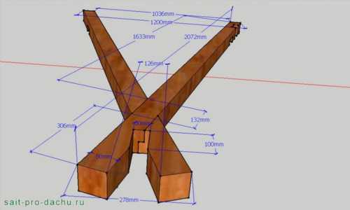 Як я робив дачні дерев' /></div>
</p>
<p>Потім випиляєте в верхній частині хрестовини паз глибиною 100 і шириною 50 міліметрів.</p>
<p>І кілька вирізів зробіть на самих ніжках. Всі розміри знову-таки можна взяти на схемі.</p>
<p><div style=